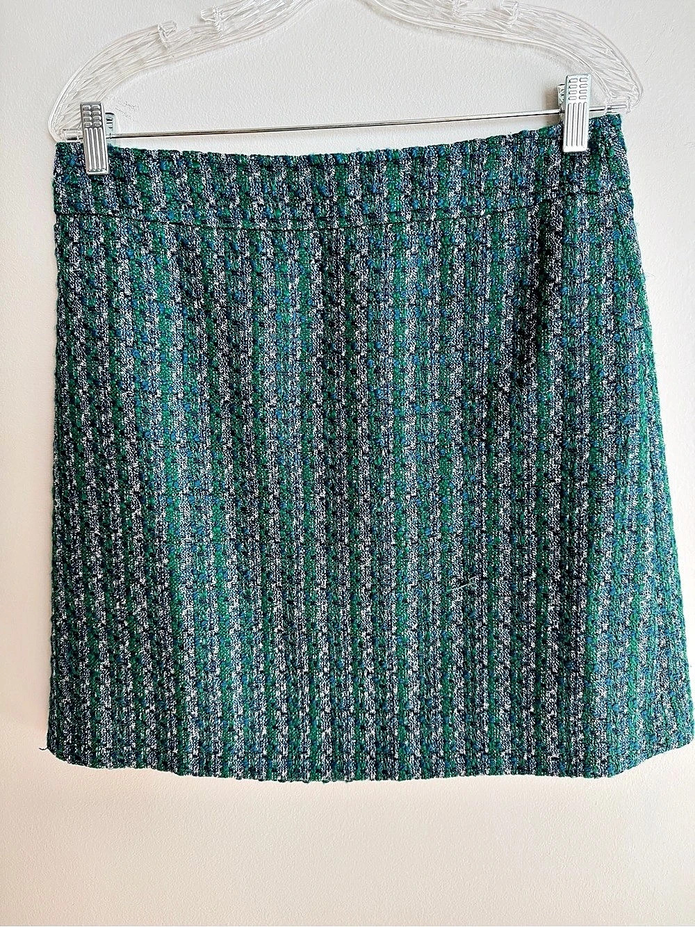 J.Crew Tweed A-Line Skirt Green & Blue Size 10 Like New
